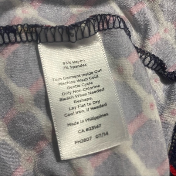 Talbots Blue Red Printed Faux Wrap Soft Top - Picture 6 of 6